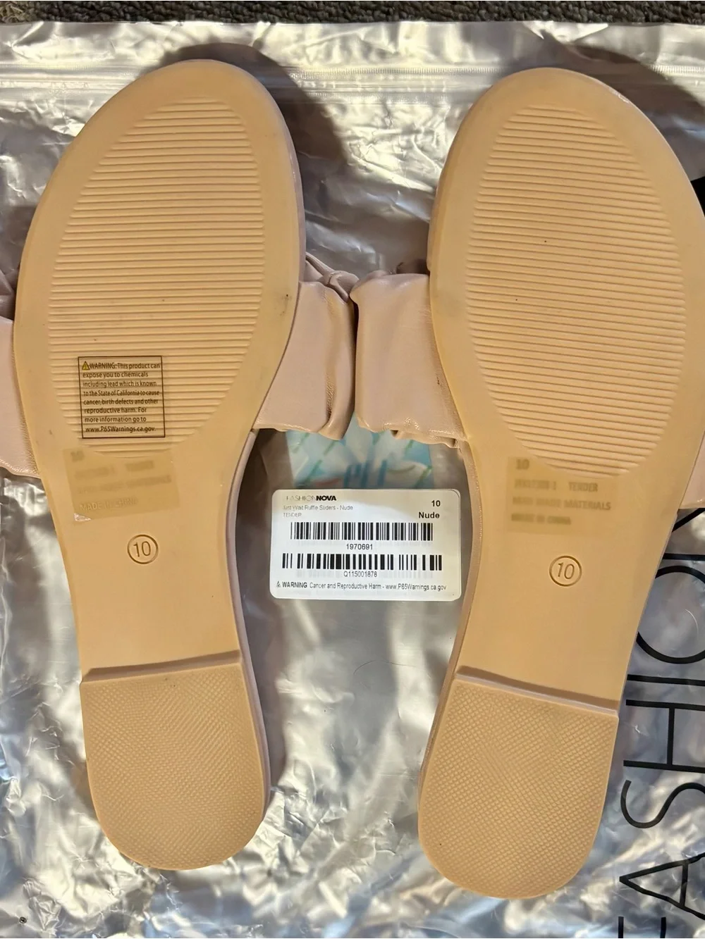 Fashion Nova Ruched Slide Sandals - Nude Blush